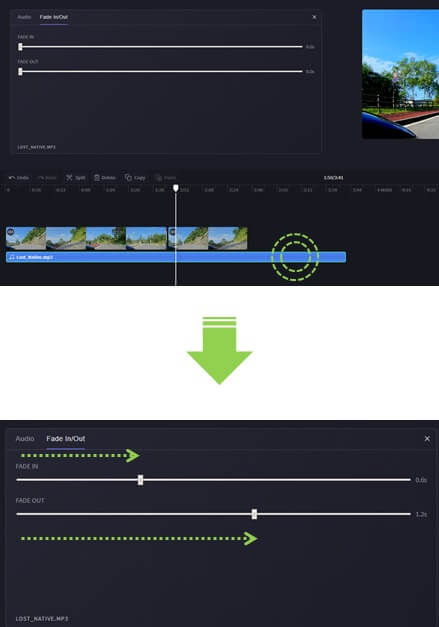 clipchamp_使い方_フェードイン＆フェードアウト